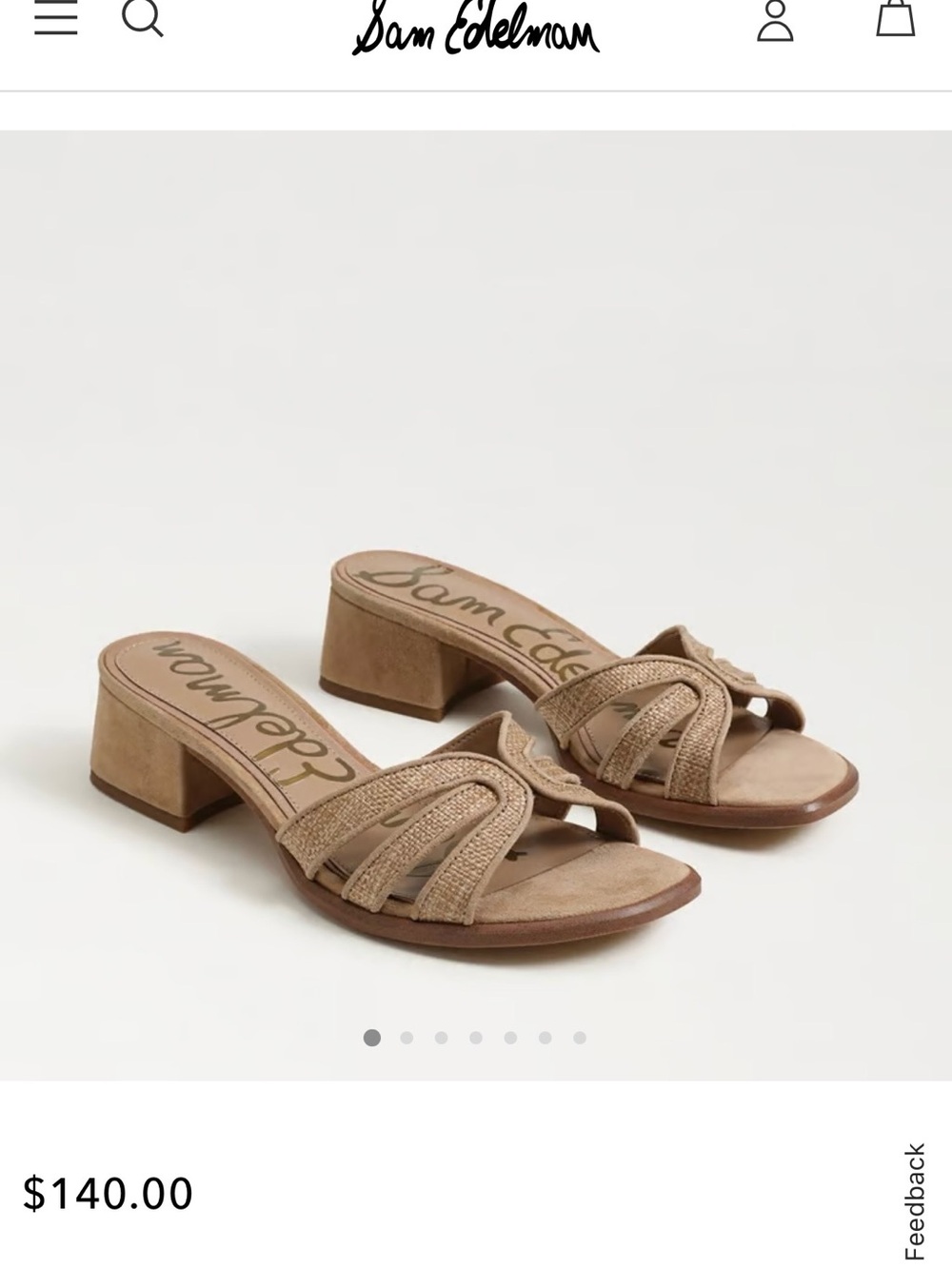 Sam Edelman Tan Woven Low Block Heel Mules
